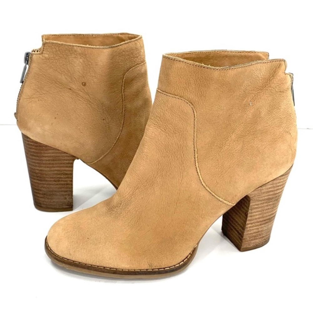 Lucky Brand Ankle Boots Light Brown Suede Leather 4” Heel Size 9.5 Western